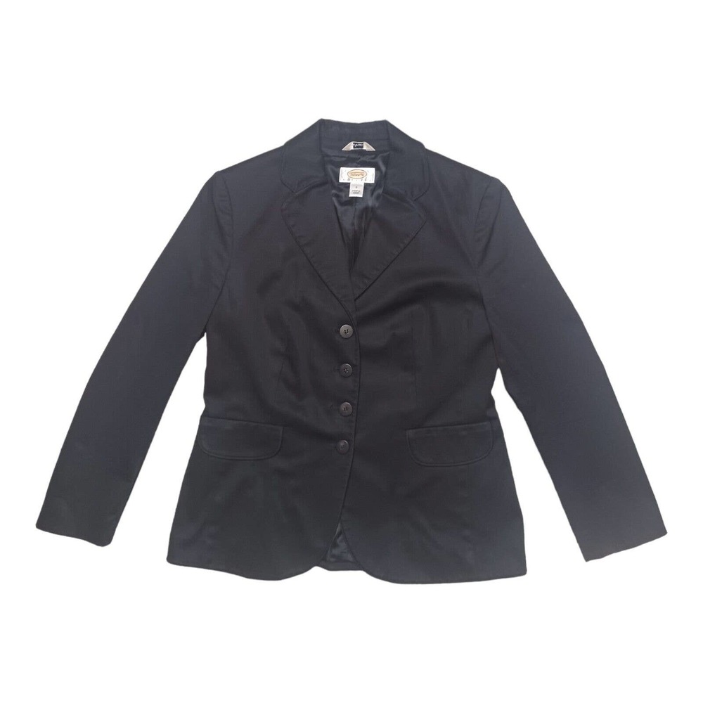 Vtg Talbots Stretch Black Jacket Blazer 6 Petites Lined Career Cotton Spandex